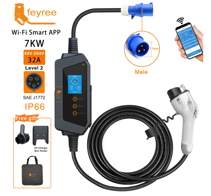 Зарядний пристрій Feyree Type1 32A 7,4 кВт wi-fi 