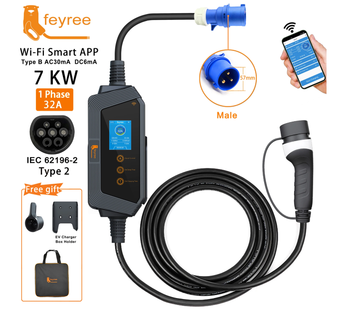 Зарядний пристрій Feyree Type2 32A 7,4 кВт wi-fi